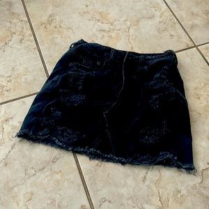 Black Ripped Jean American Eagle Short Skirt